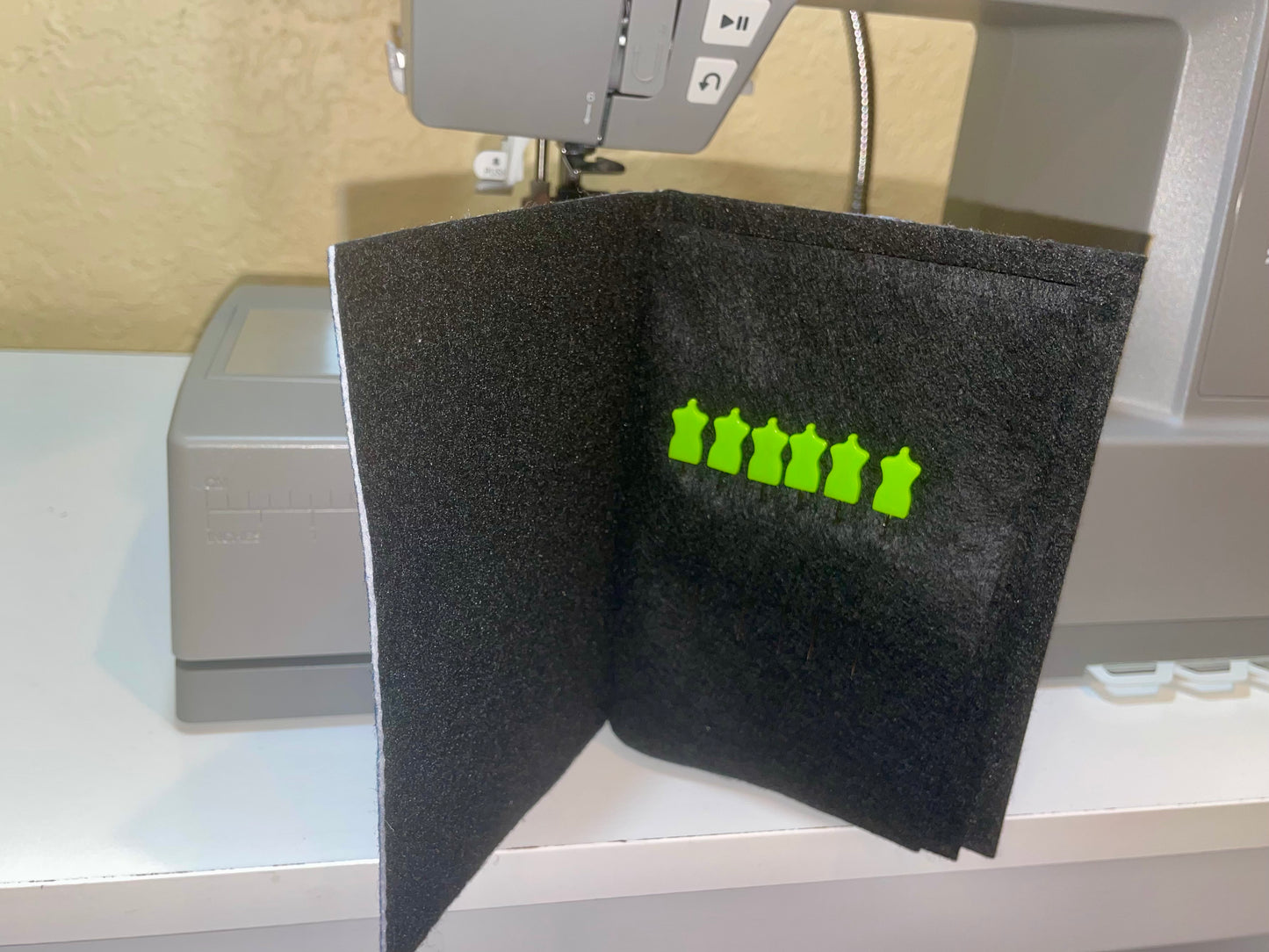 Handmade Starlit Felt Needle Book – Navy and Black Organizer with Dress Form Pins