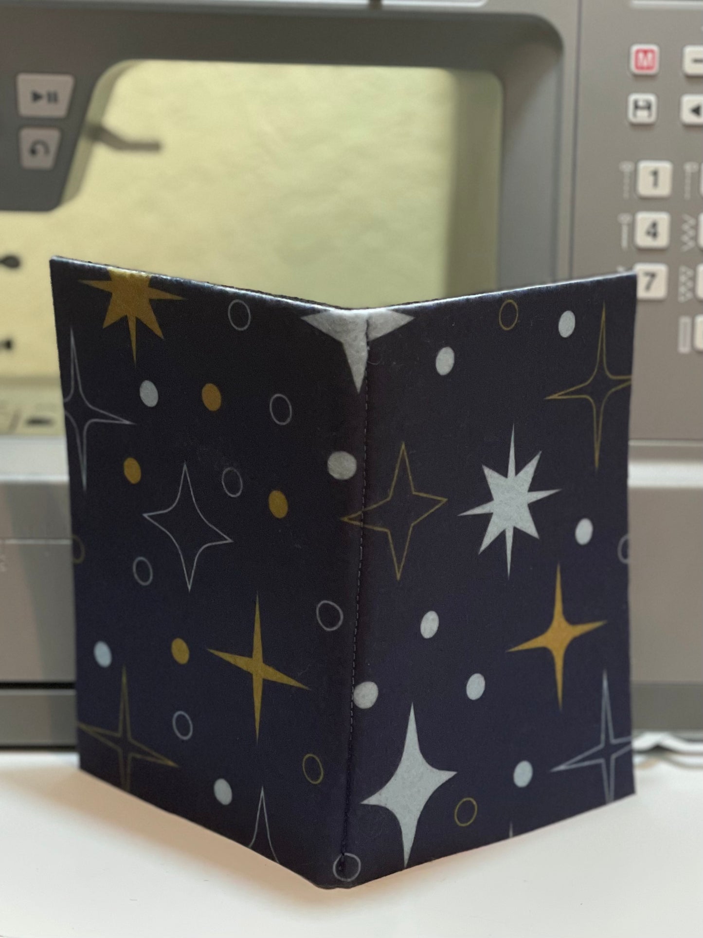 Handmade Starlit Felt Needle Book – Navy and Black Organizer with Dress Form Pins