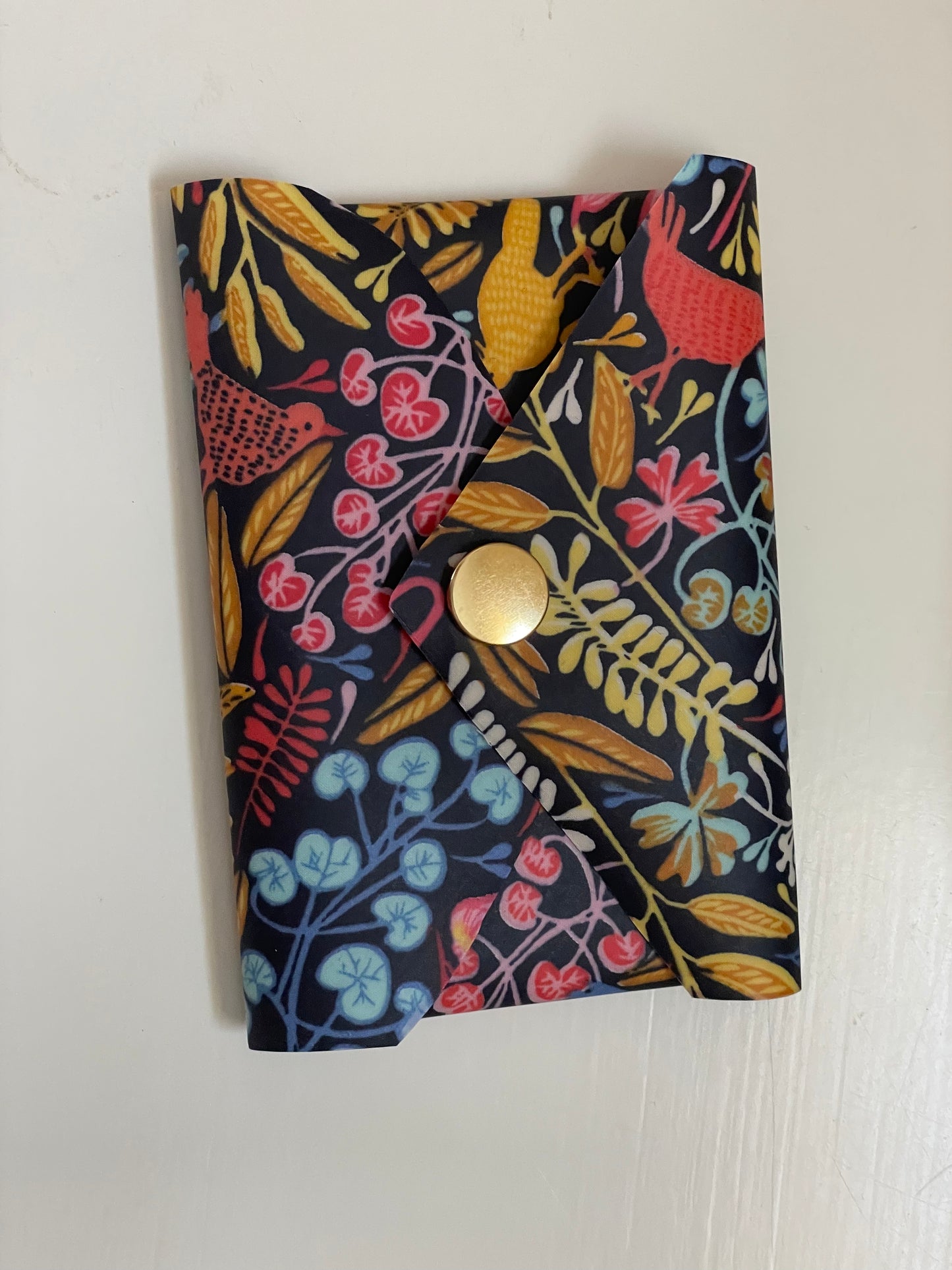 Handmade Navy Floral Waterproof Envelope Wallet – Gift Card and Business Card Holder