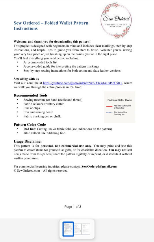 PDF Wallet Pattern and Instructions