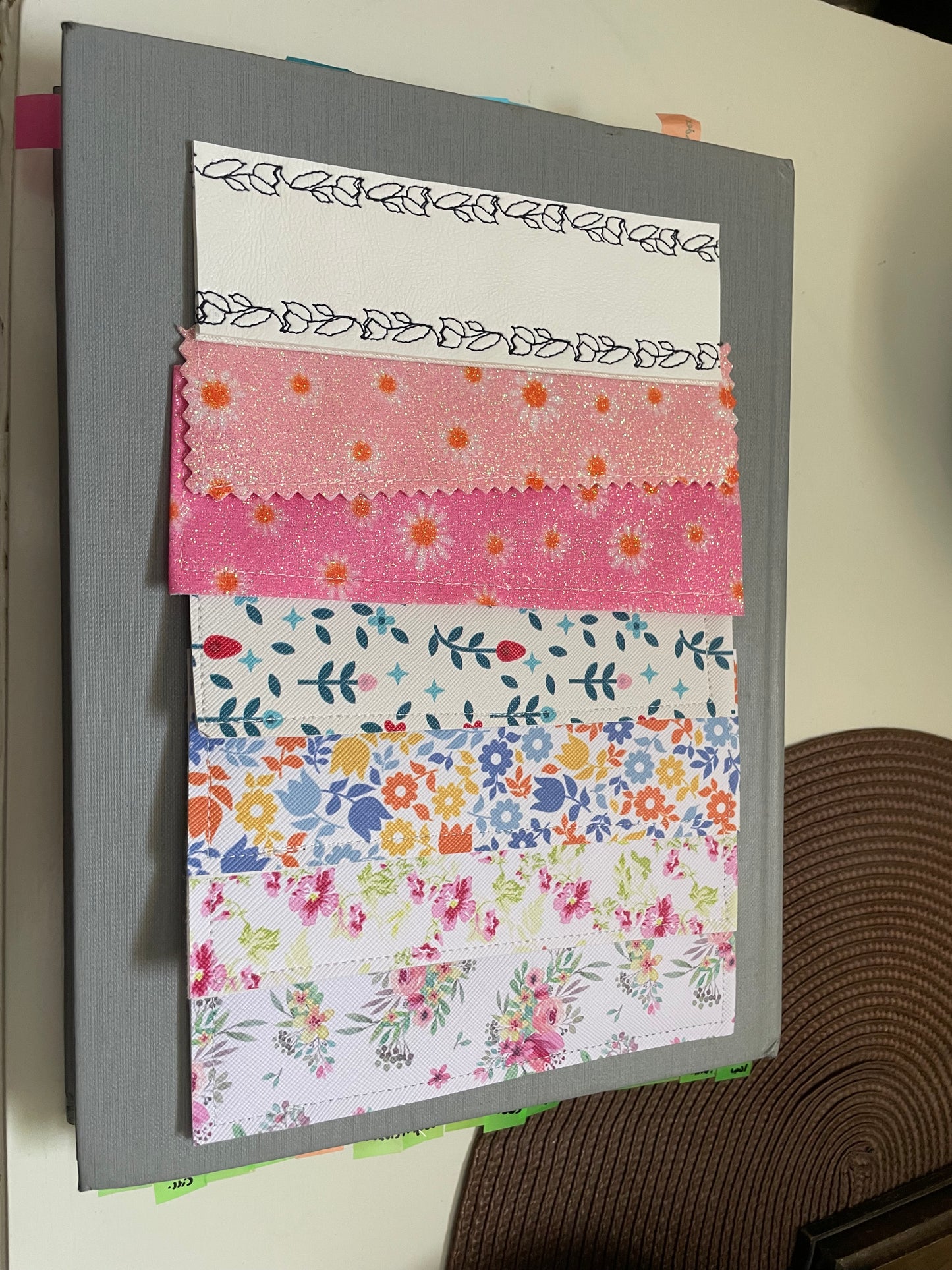 Handmade Floral Faux Leather Bookmark – Gift for Readers | Slim Book Lovers' Accessory