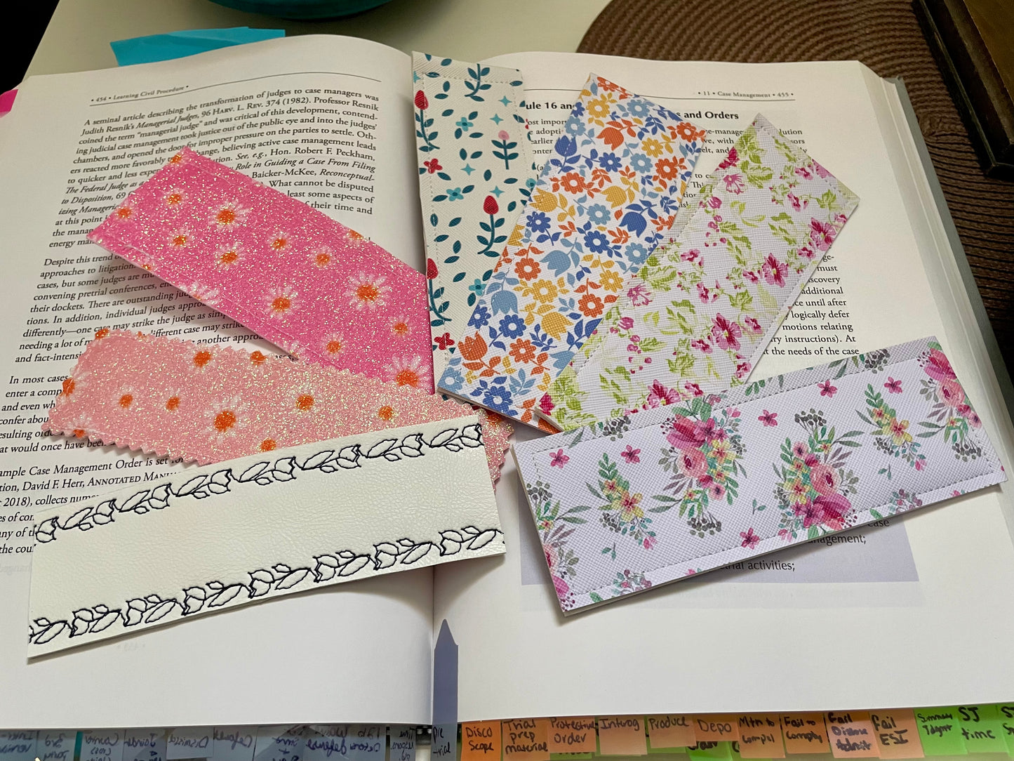 Handmade Floral Faux Leather Bookmark – Gift for Readers | Slim Book Lovers' Accessory