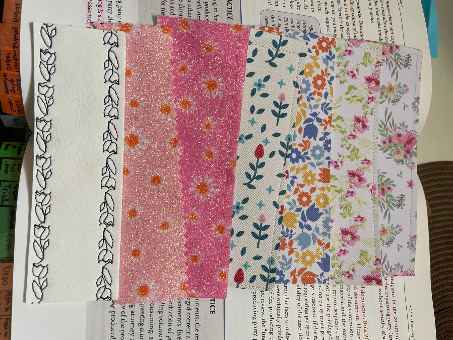 Handmade Floral Faux Leather Bookmark – Gift for Readers | Slim Book Lovers' Accessory