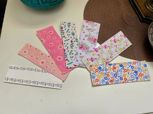 Handmade Floral Faux Leather Bookmark – Gift for Readers | Slim Book Lovers' Accessory