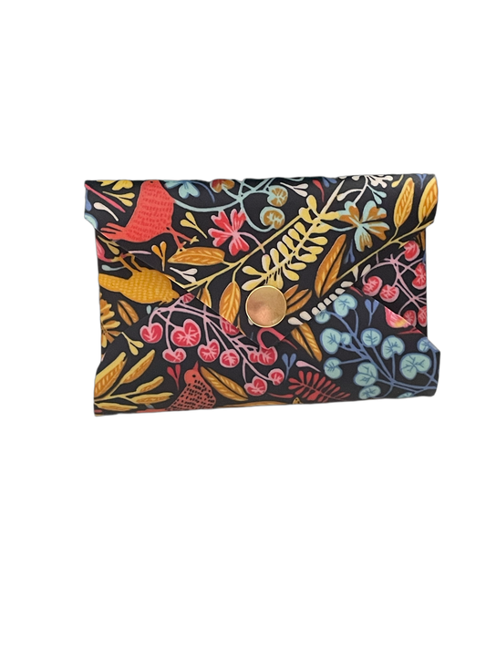 Handmade Navy Floral Waterproof Envelope Wallet – Gift Card and Business Card Holder
