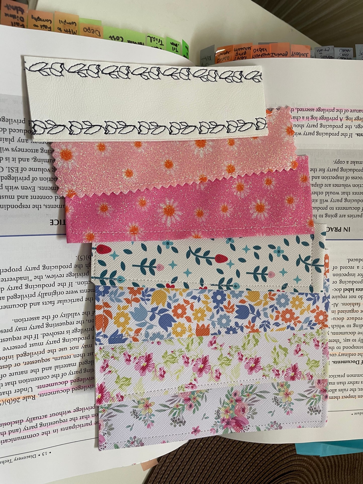 Handmade Floral Faux Leather Bookmark – Gift for Readers | Slim Book Lovers' Accessory