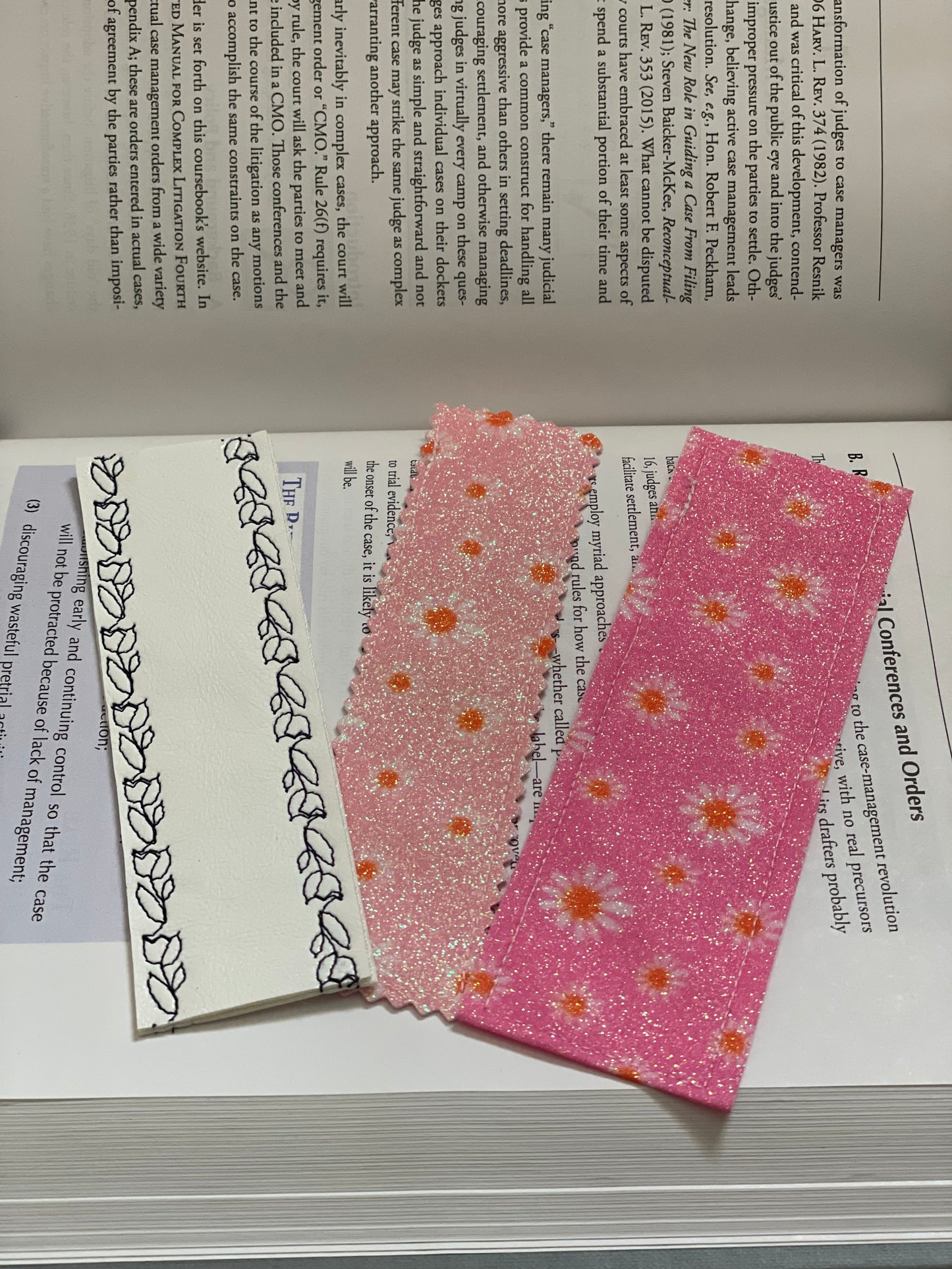 Handmade Floral Faux Leather Bookmark – Gift for Readers | Slim Book Lovers' Accessory