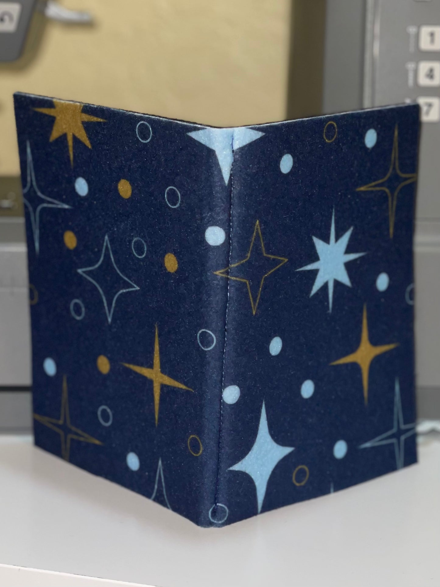 Handmade Starlit Felt Needle Book – Navy and Black Organizer with Dress Form Pins