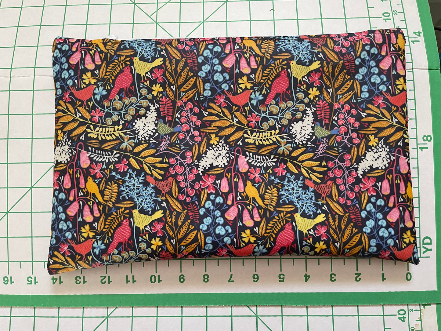 Handmade Navy Floral Water Resistant Zipper Bag