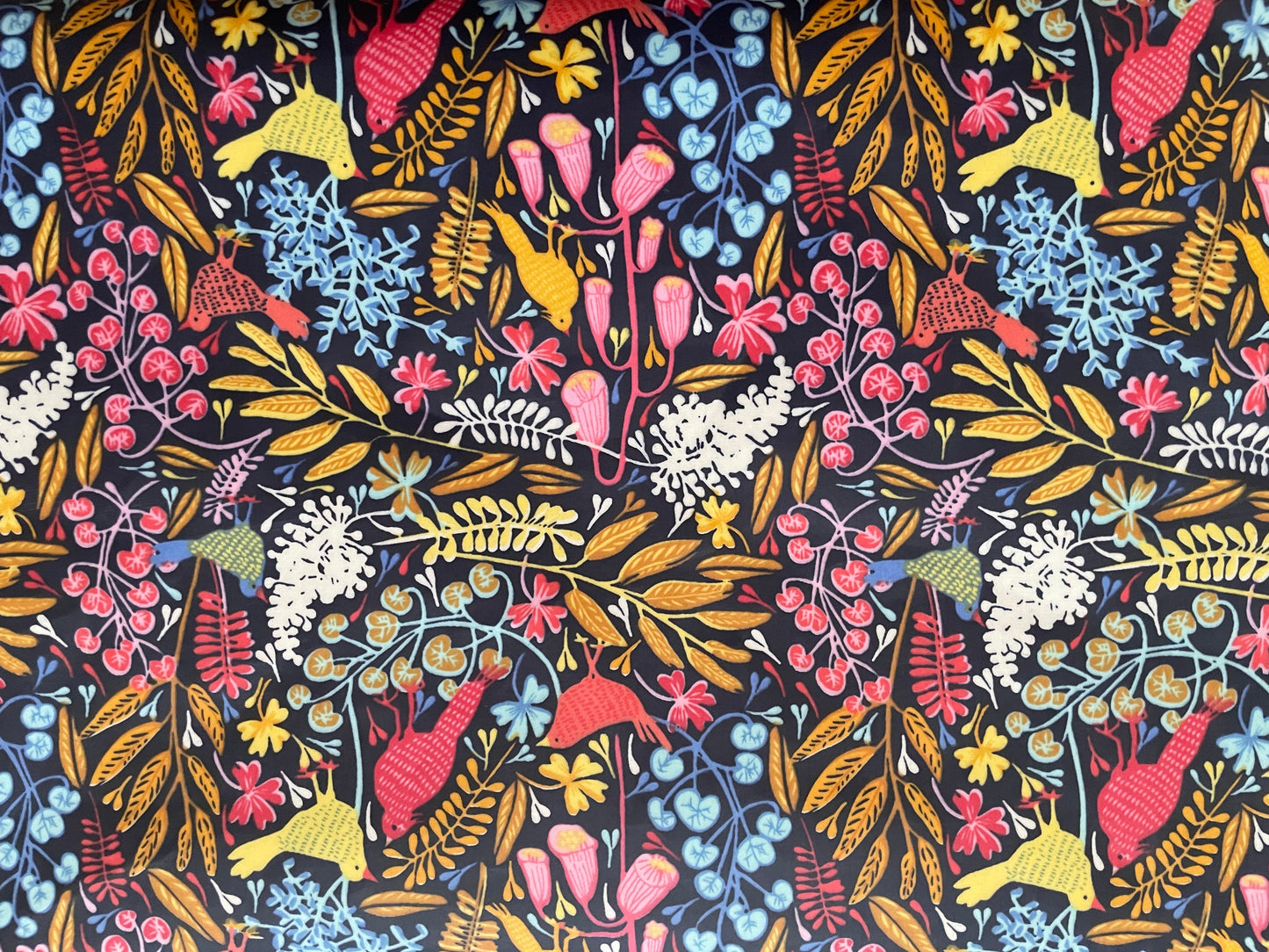 Handmade Navy Floral Water Resistant Zipper Bag
