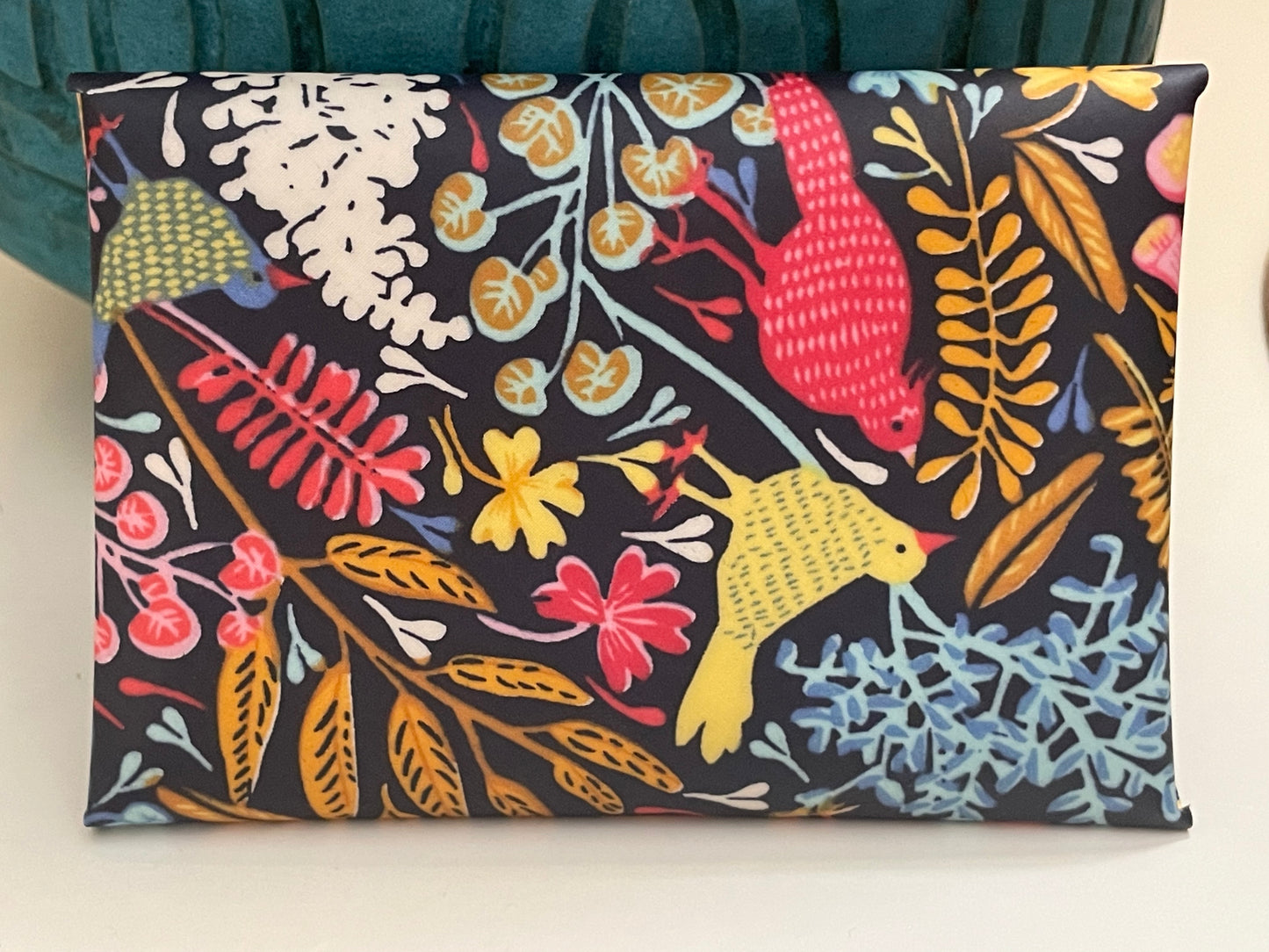 Handmade Navy Floral Waterproof Envelope Wallet – Gift Card and Business Card Holder